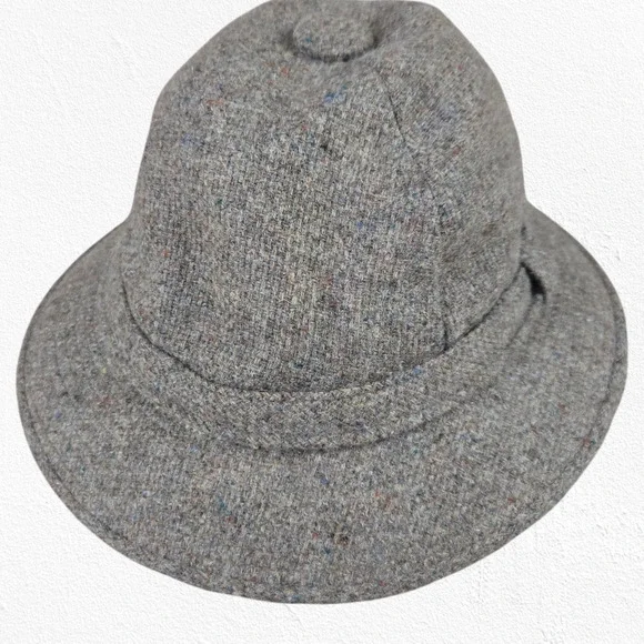 70s Vintage Brown Tweed Borsalino USA Union Made Casual Fedora Safari Wool Hat